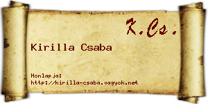 Kirilla Csaba névjegykártya